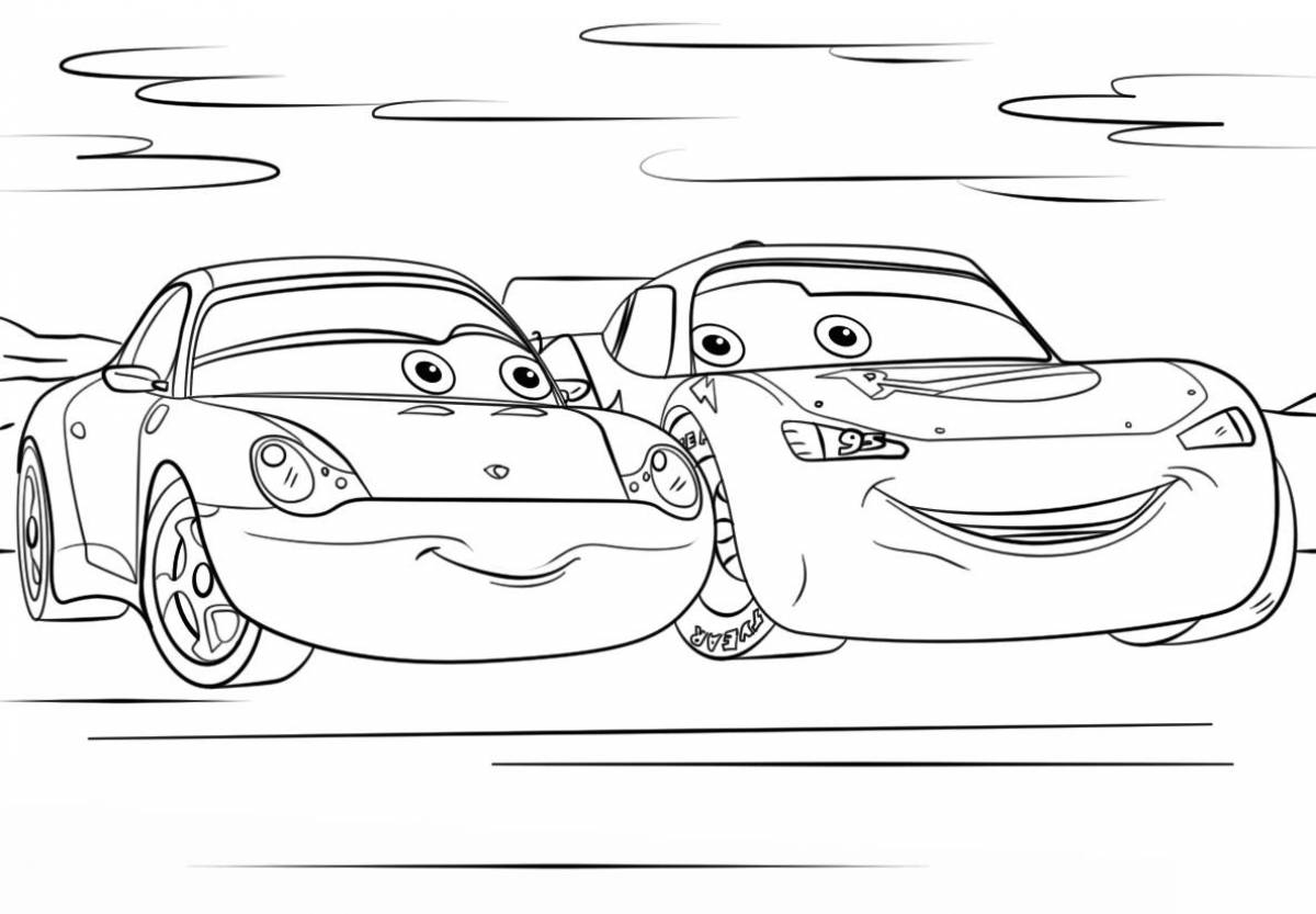 Playful lightning mcqueen coloring page