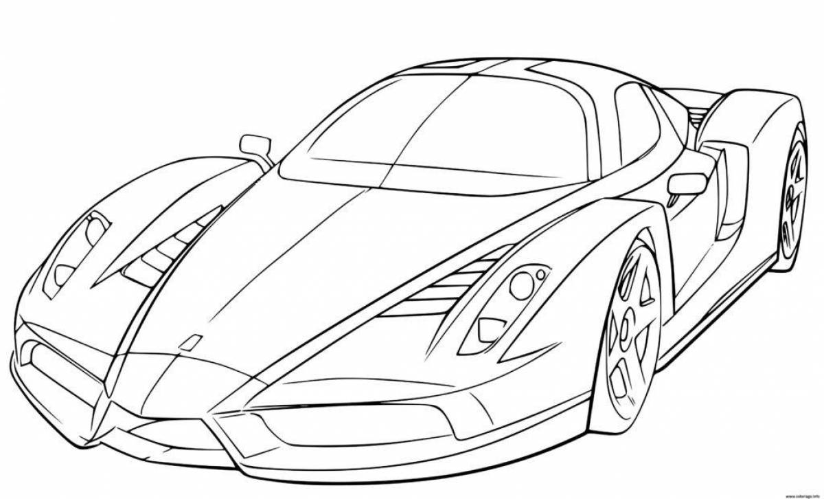 Coloring page of spectacular racing car
