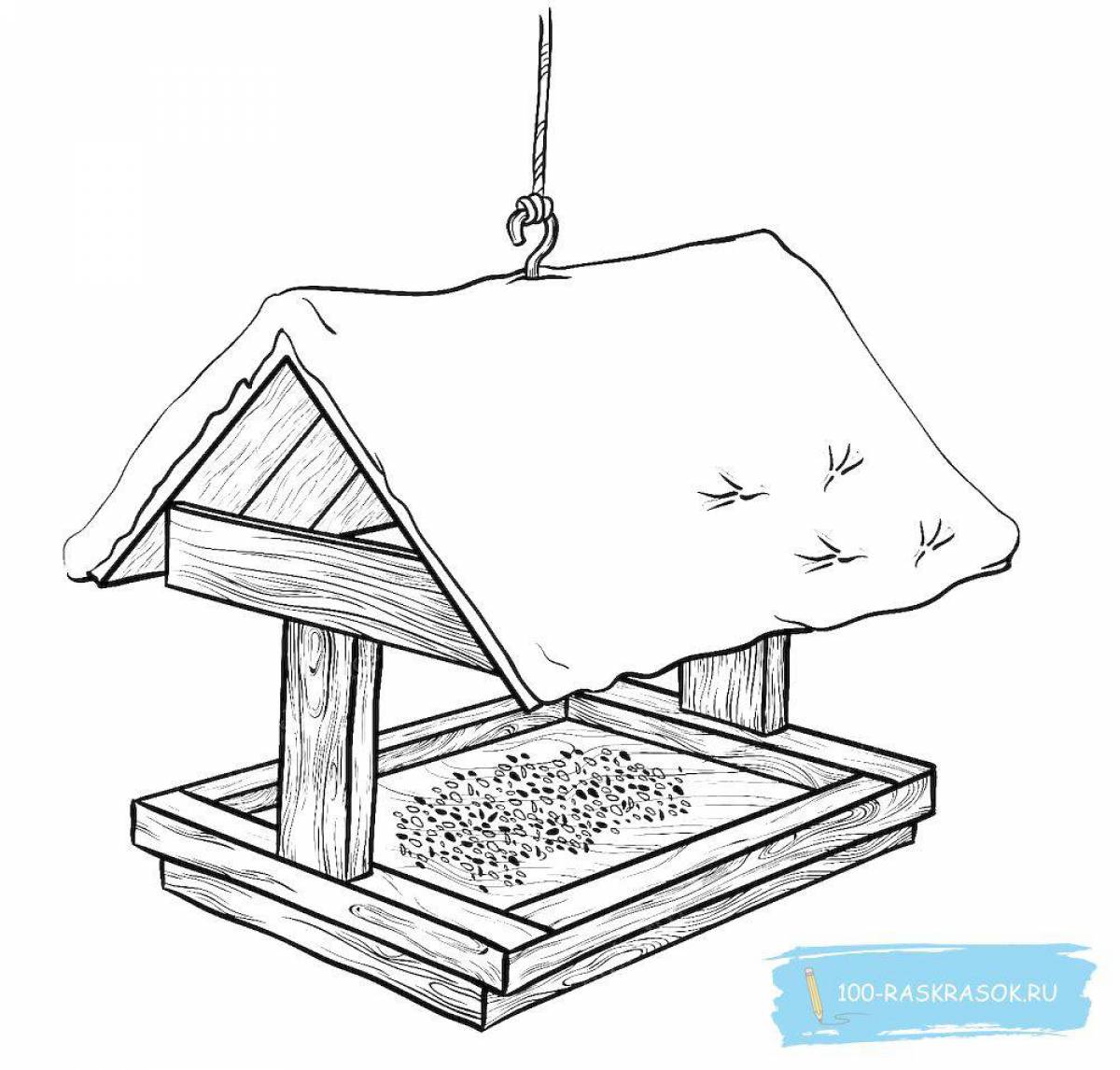 Glitter bird feeder coloring page
