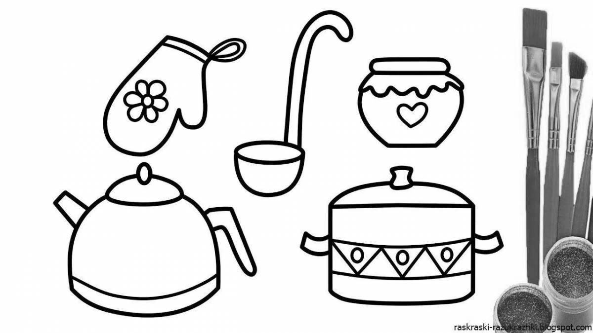 Coloring page of plates for children 3-4 years old