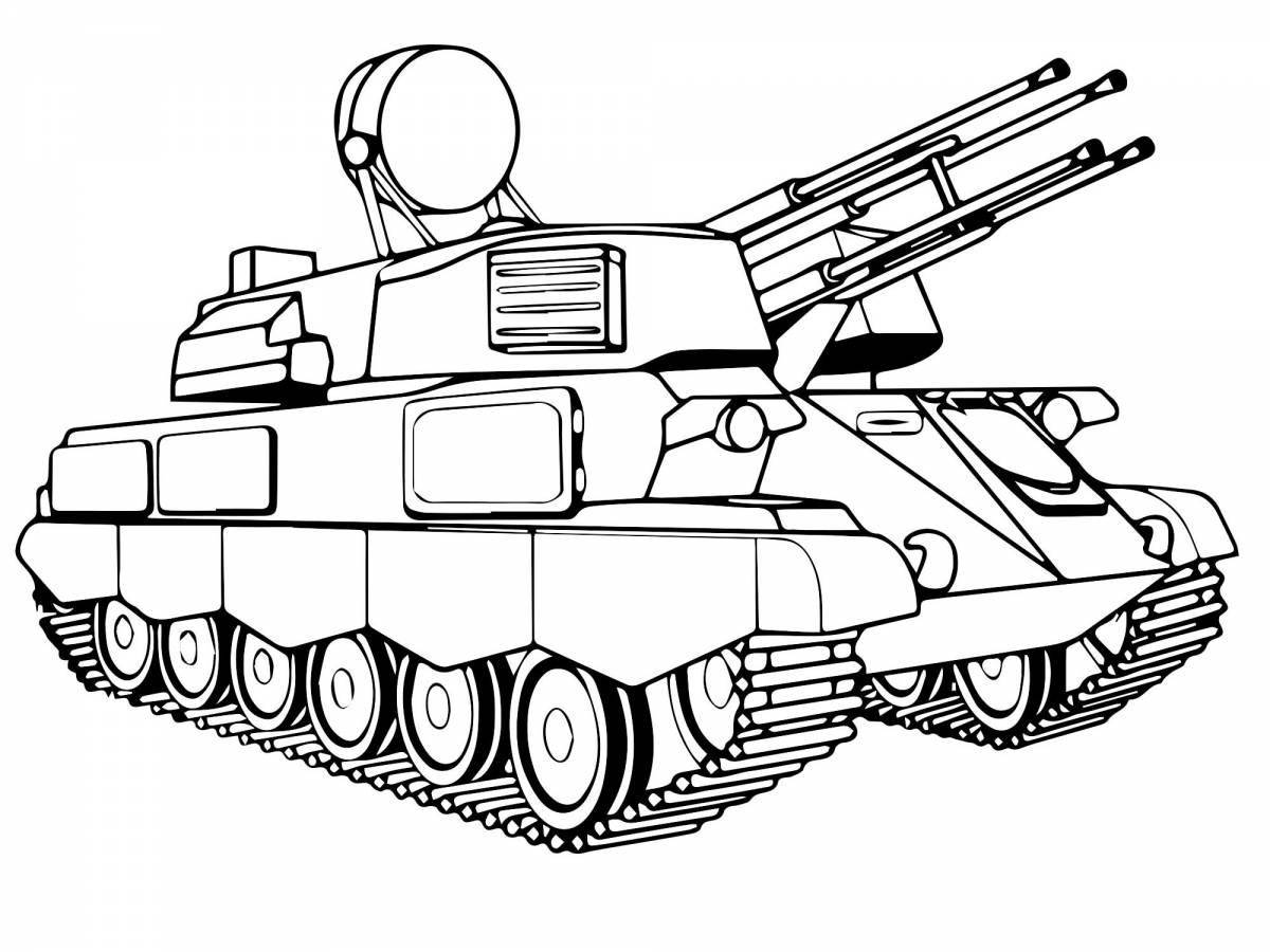 Яркая раскраска танк для детей 6-7 лет