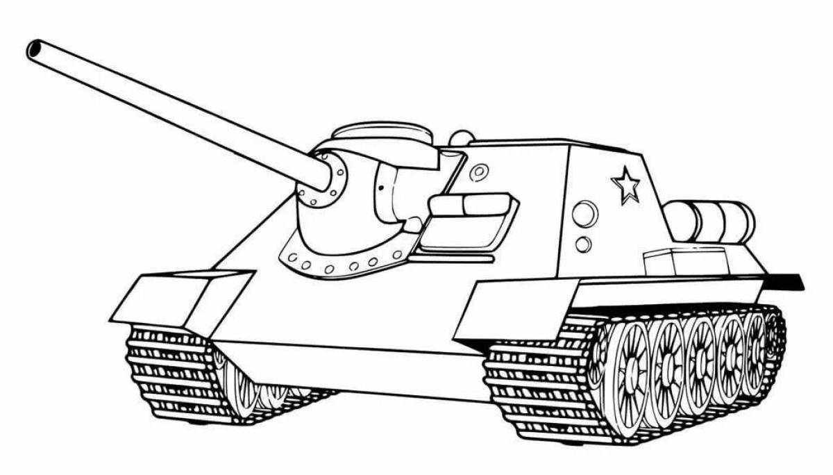 Intriguing tank coloring for children aged 6-7