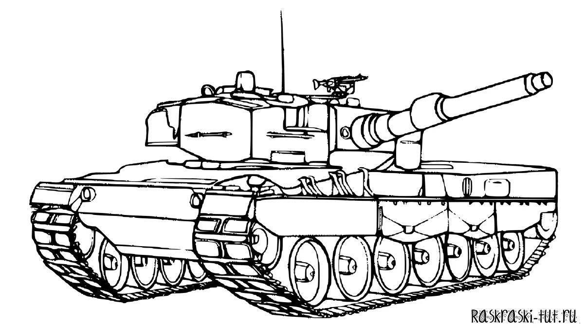 Adorable tank coloring page for children 6-7 years old