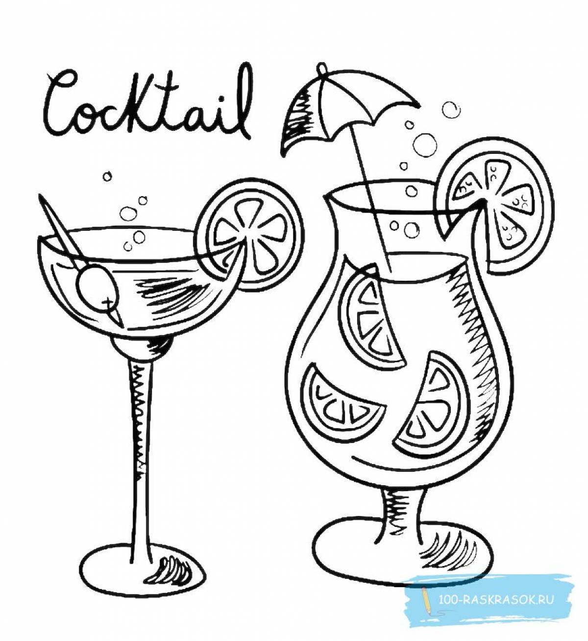 Colourful cocktail coloring book