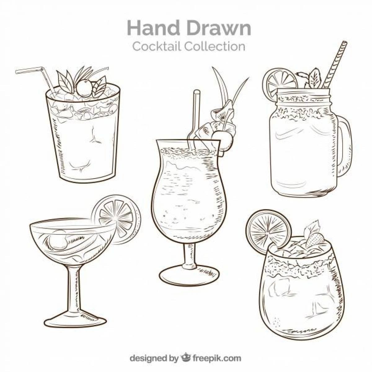 Glowing cocktail coloring page