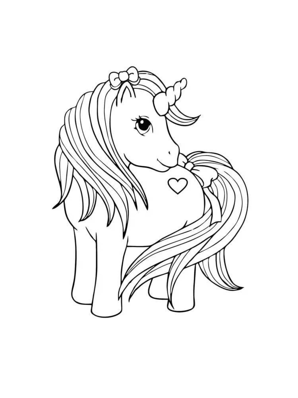 Glowing unicorn coloring pages for girls