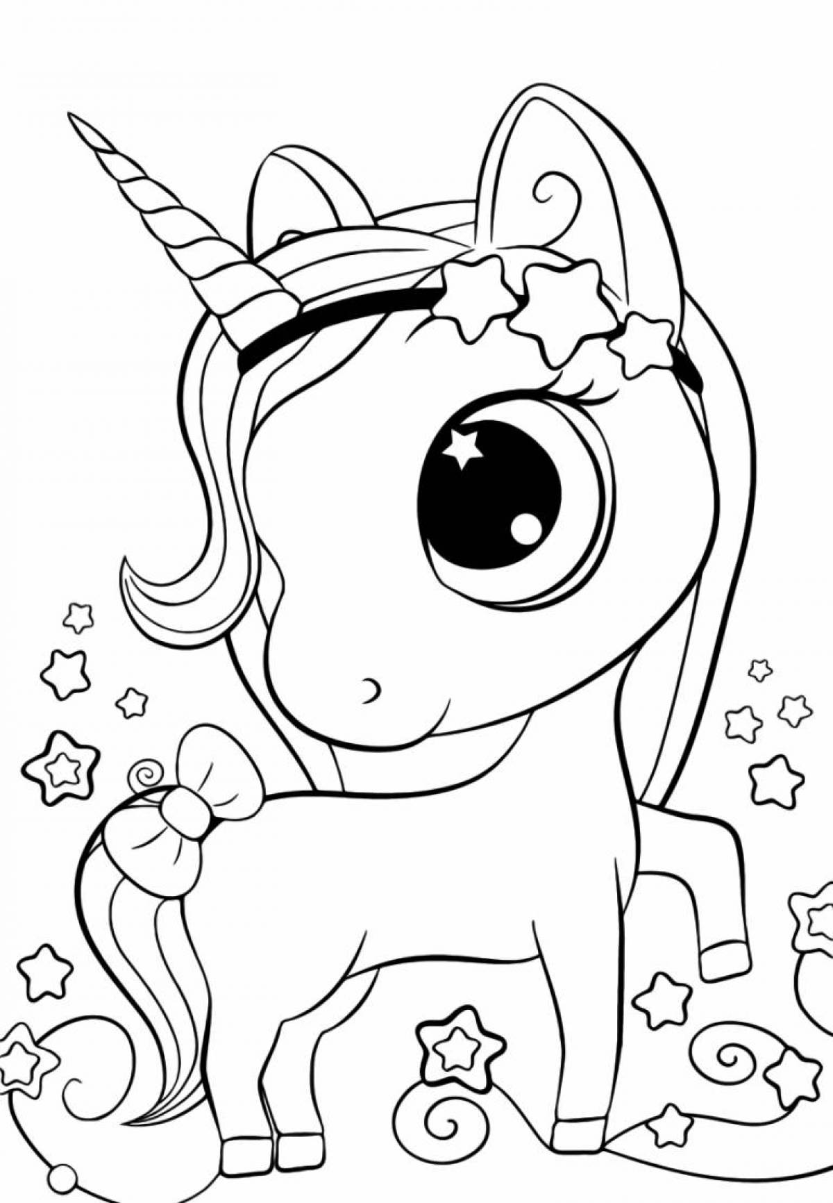Adorable unicorn coloring book for girls