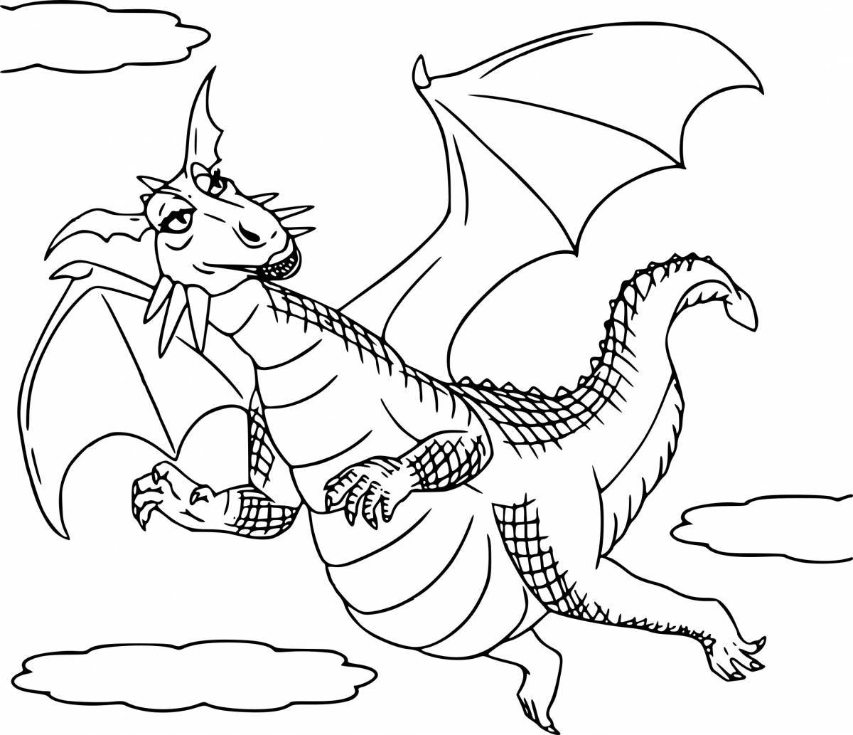 Сложная раскраска дракон для детей