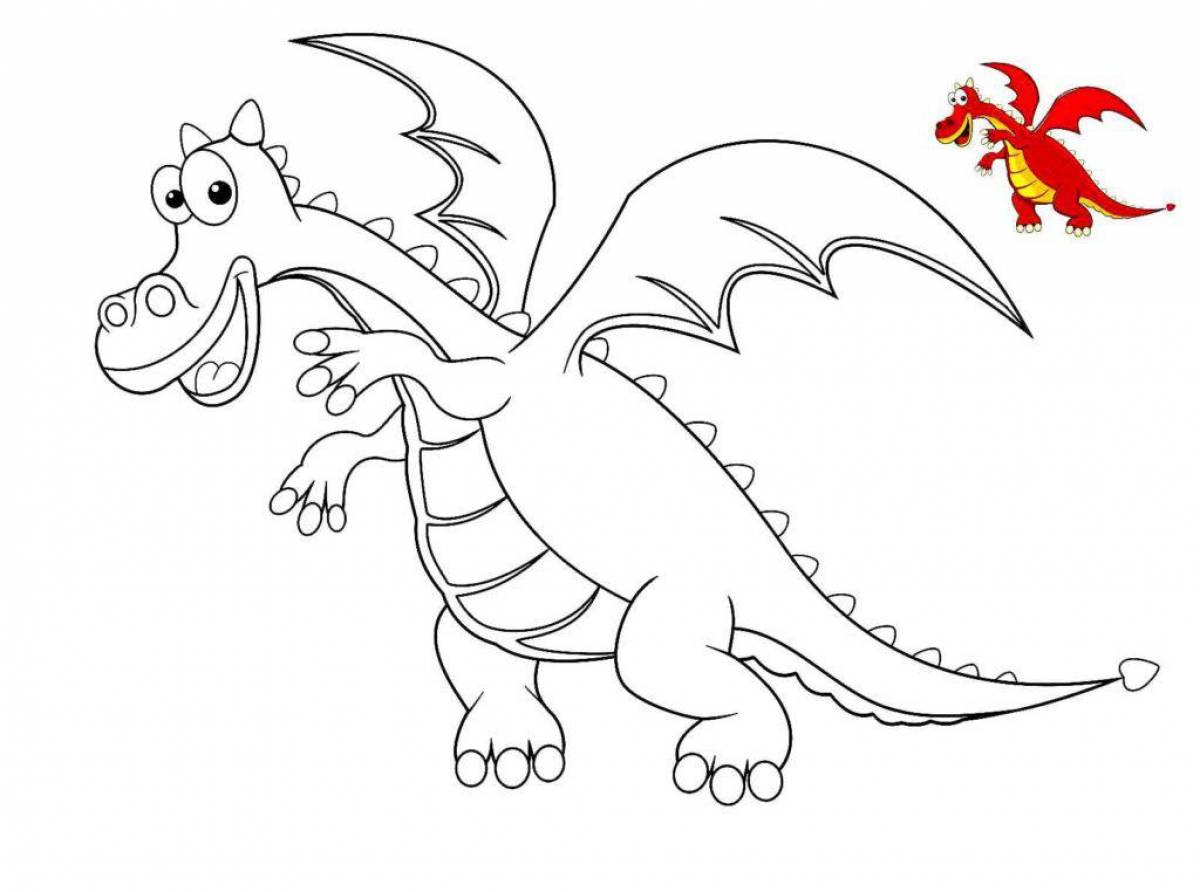 Причудливая раскраска дракон для детей