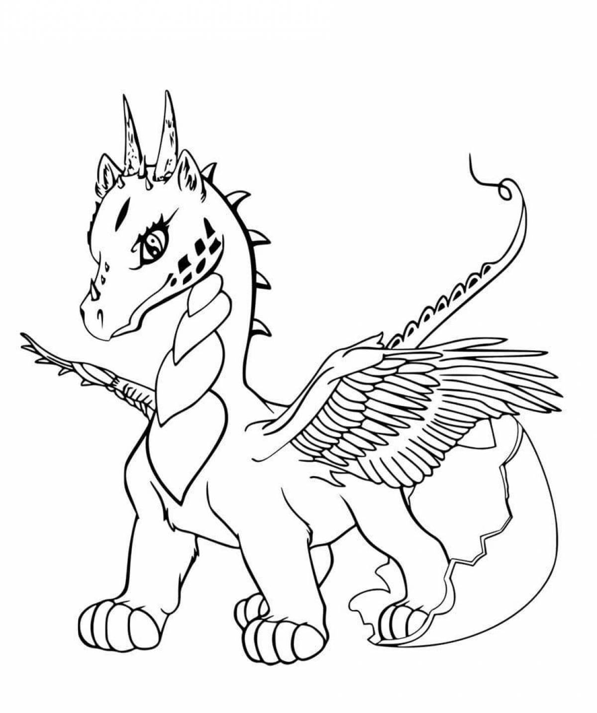 Fancy dragon coloring for kids