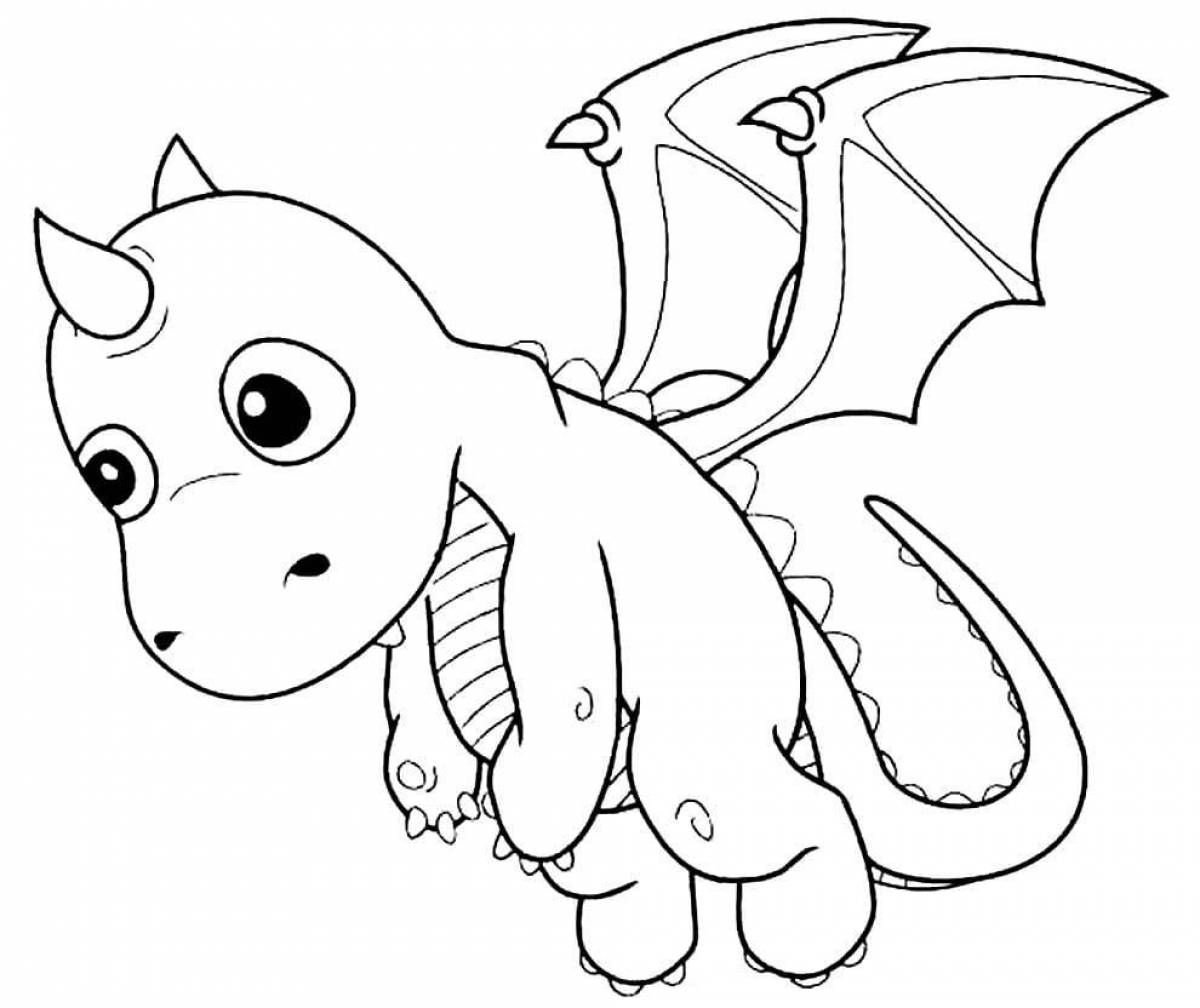 Mystical coloring dragon for kids