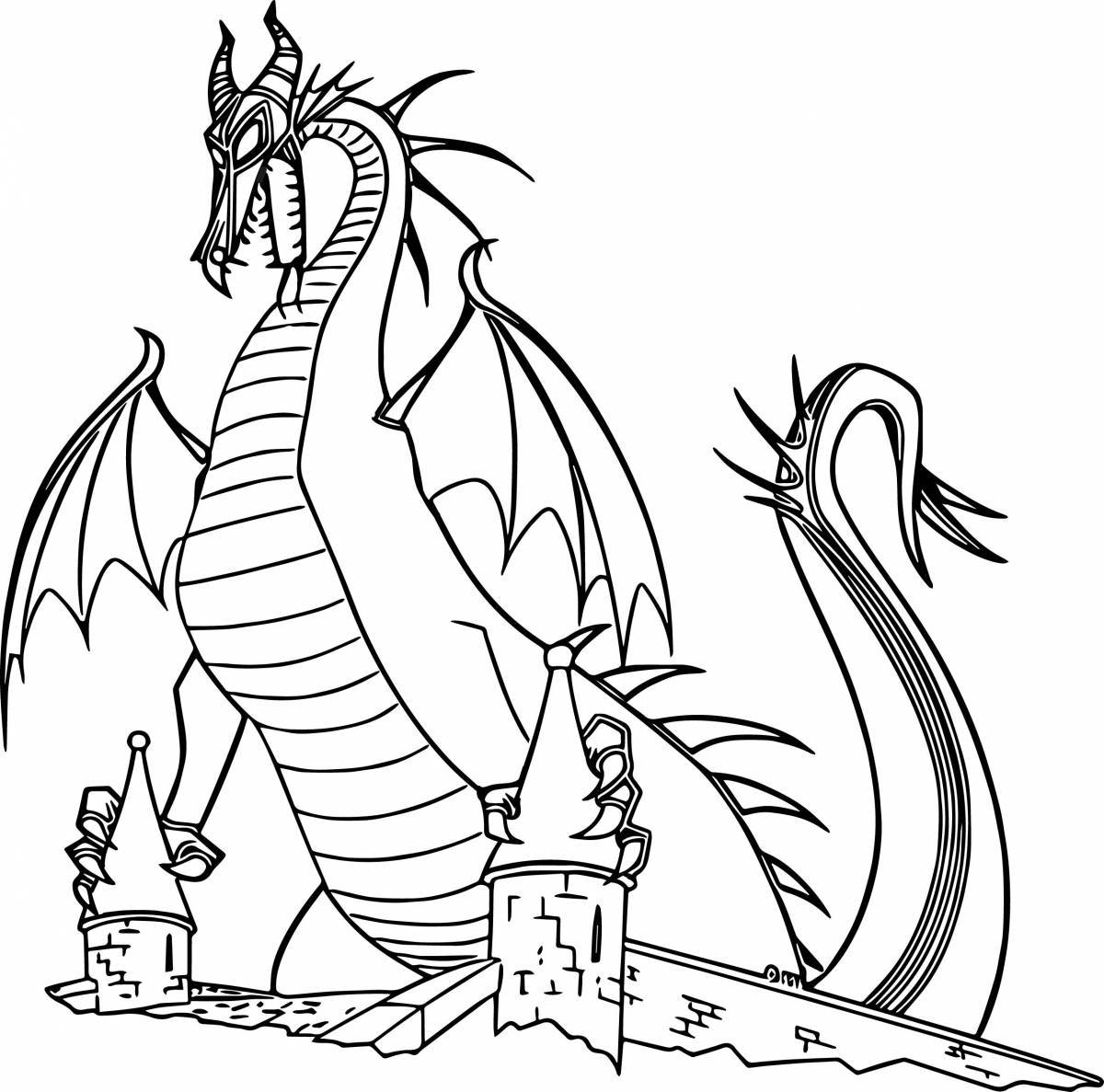 Игривая раскраска дракон для детей