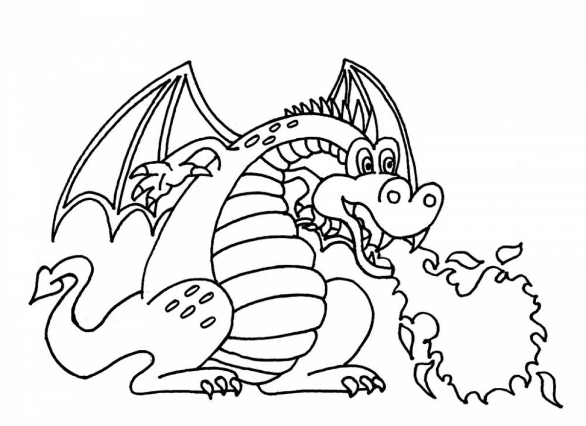 Dramatic coloring dragon for children