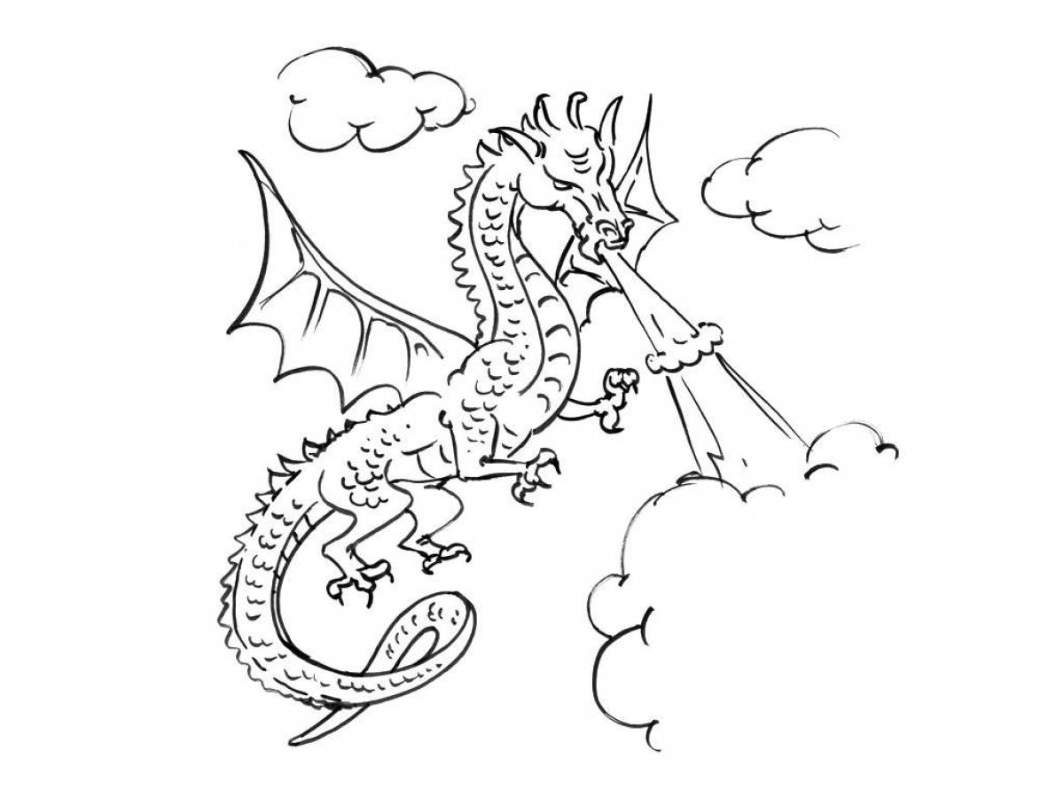 Креативная раскраска дракон для детей