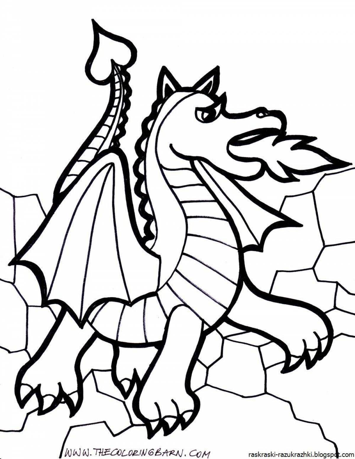 Detailed coloring dragon for children