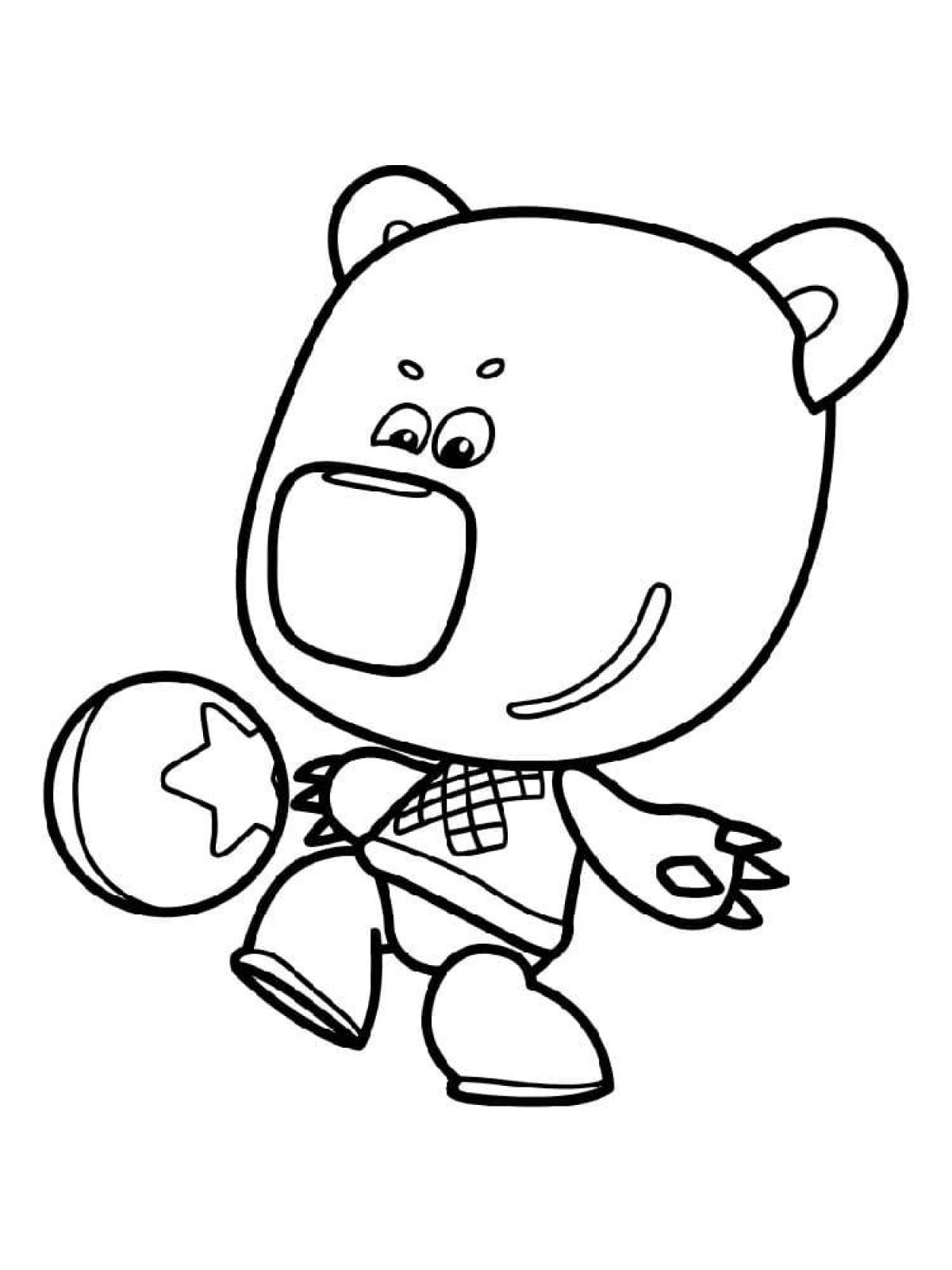 Fluffy bear coloring pages for kids