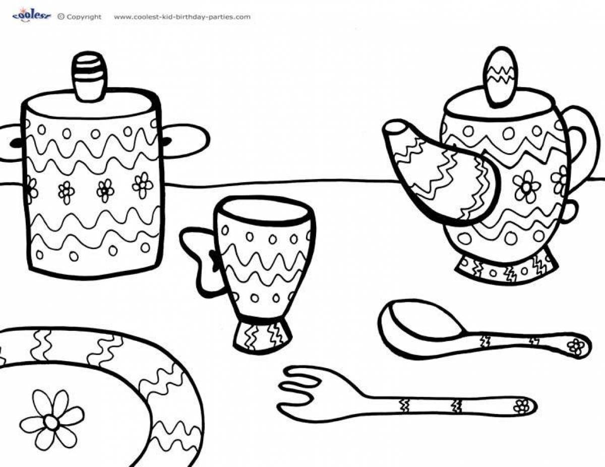 Great tableware coloring book for kids