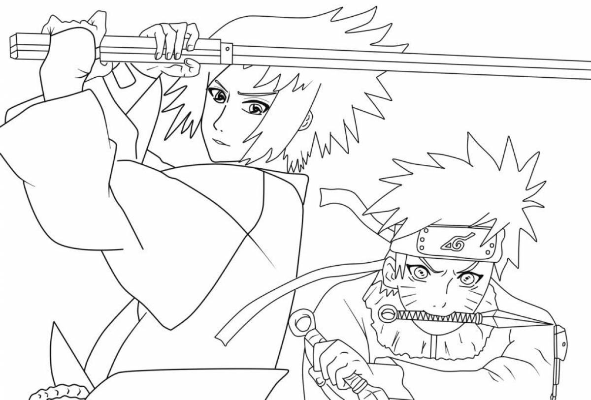 Colorful naruto coloring pages for kids