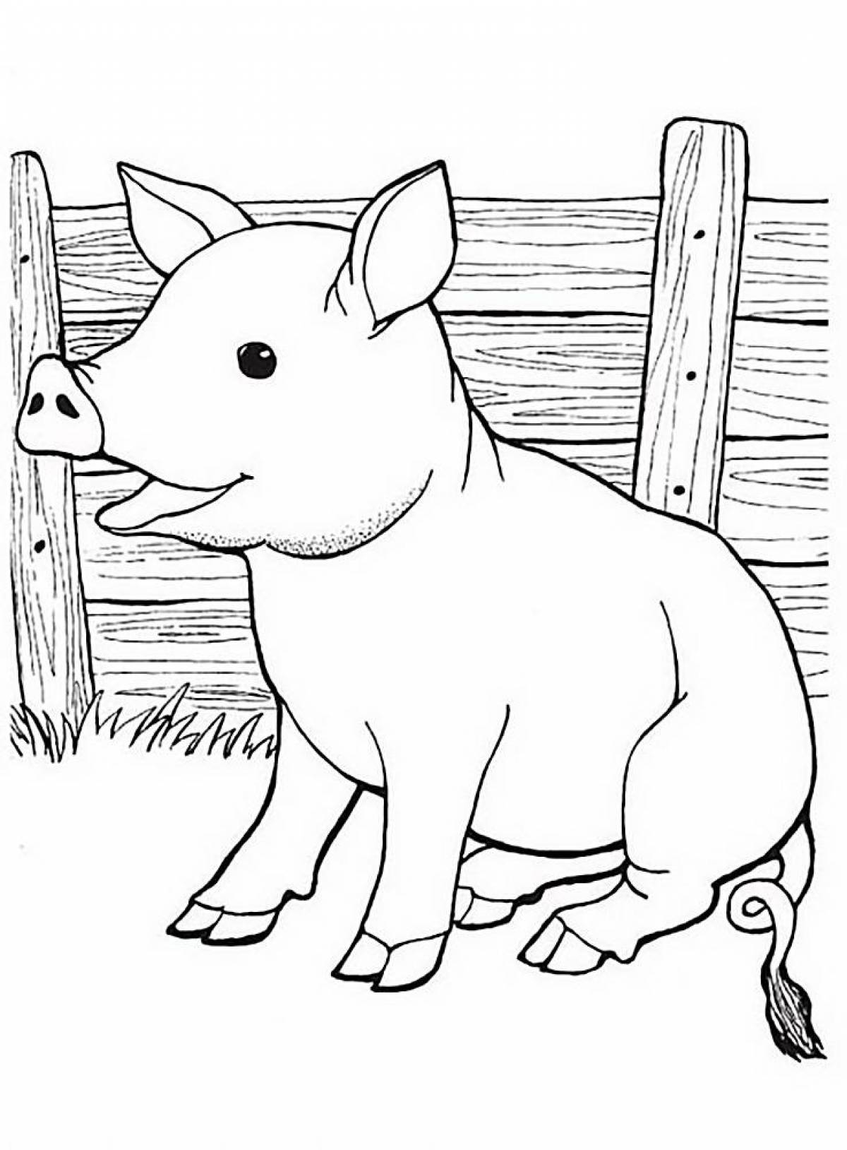 Раскраска свинья и поросенок для детей
