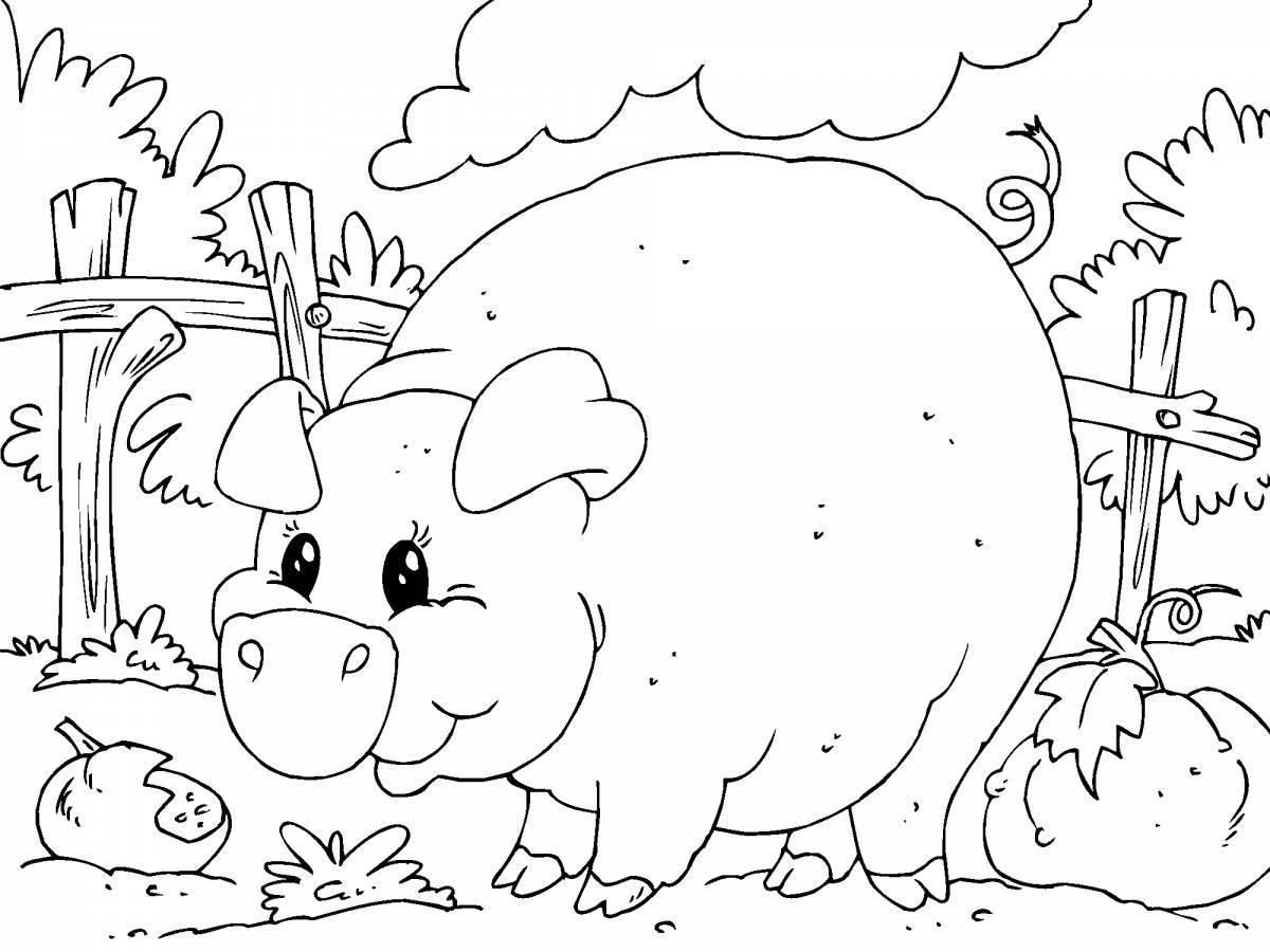 Adorable pig coloring