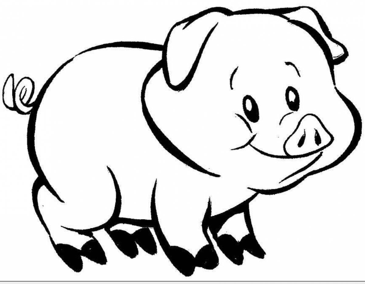 Adorable pig coloring book