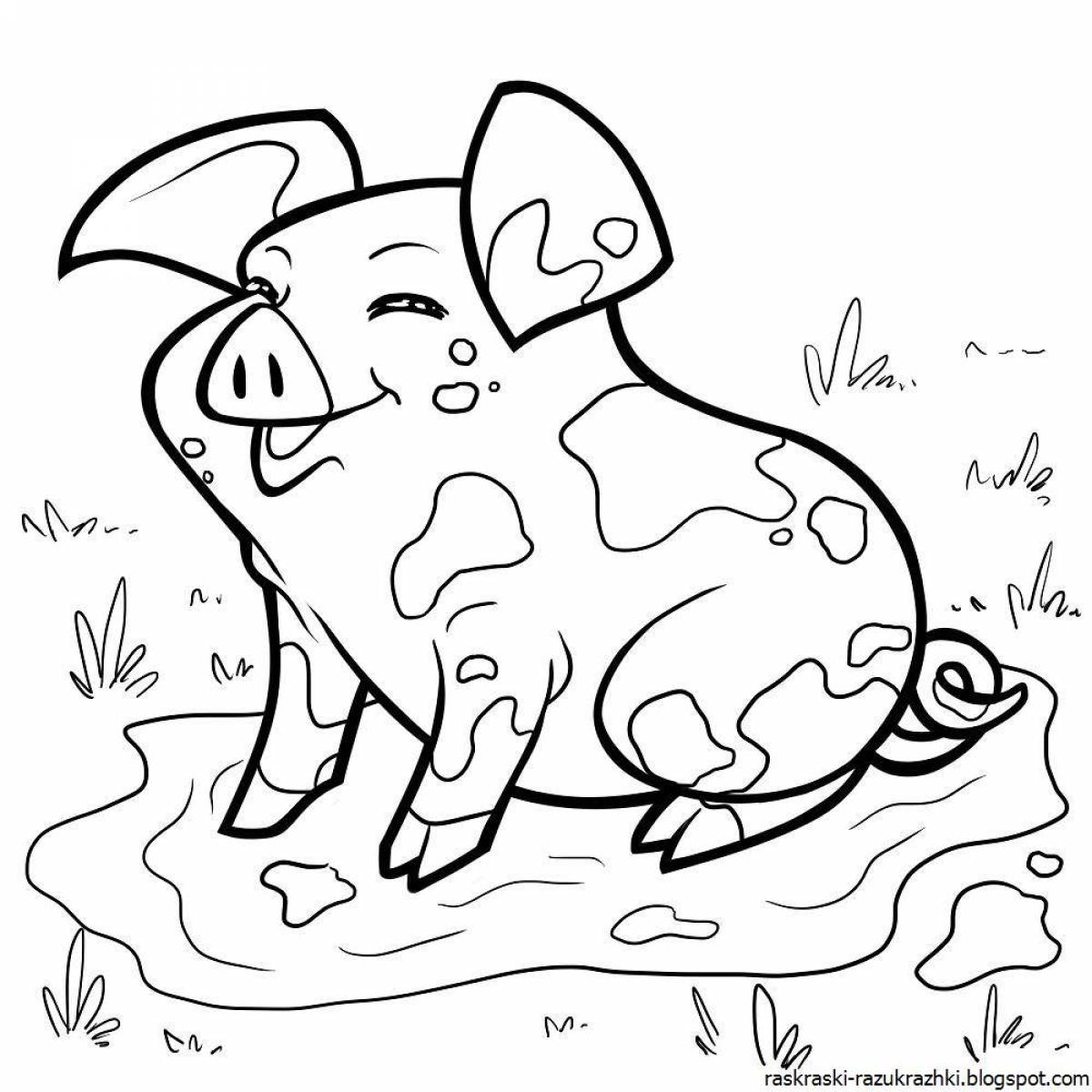 Coloring page excited pig