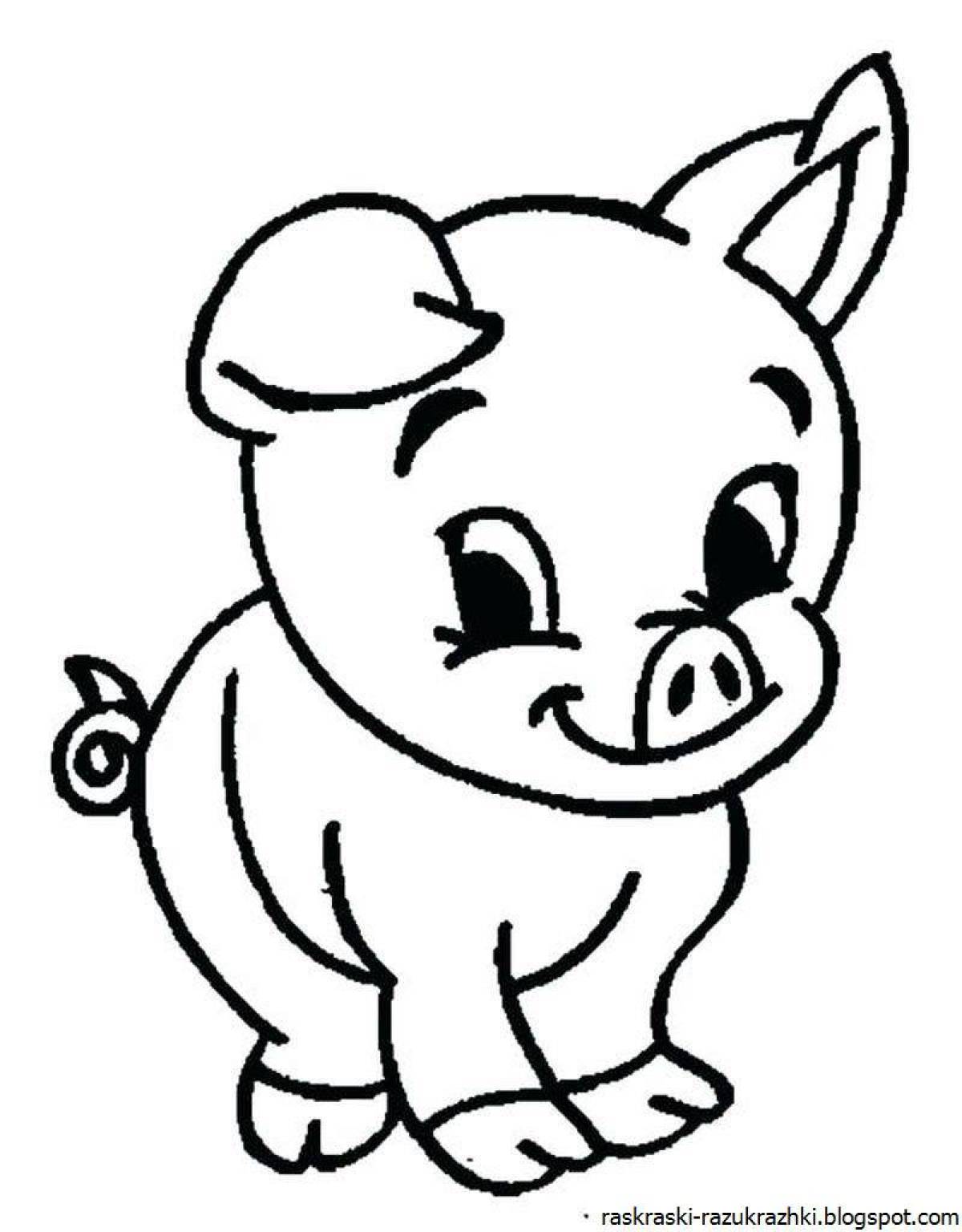 Coloring page excited pig