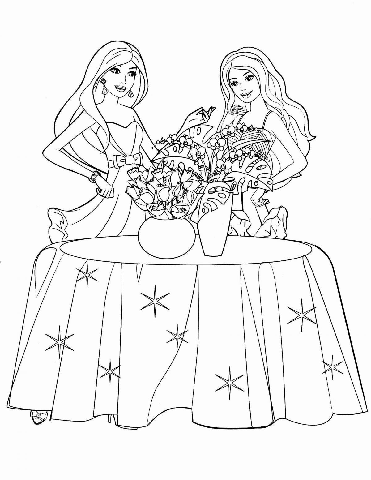 Playful barbie coloring book for kids