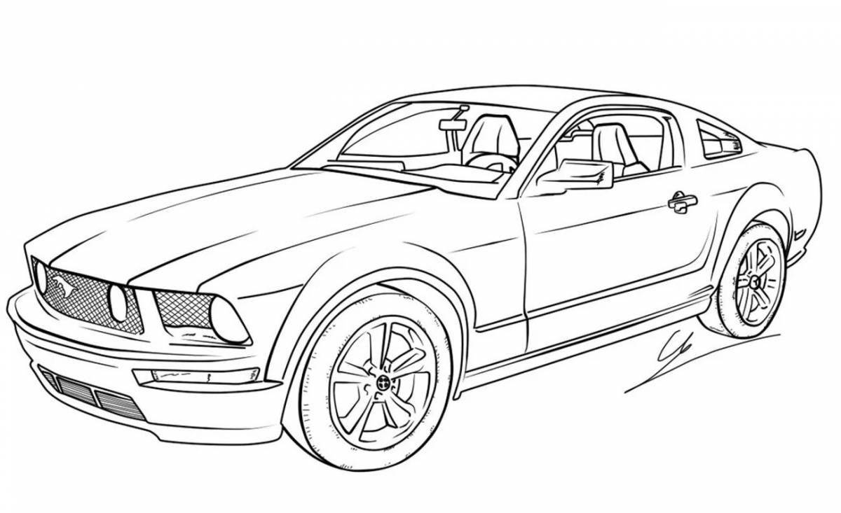 Bright ford mustang coloring page