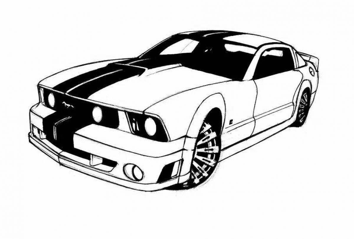 Coloring book shiny ford mustang