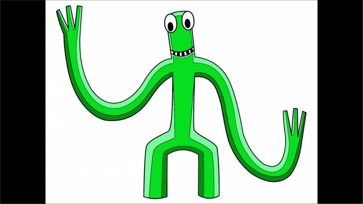 Coloring page cheerful green rainbow friend