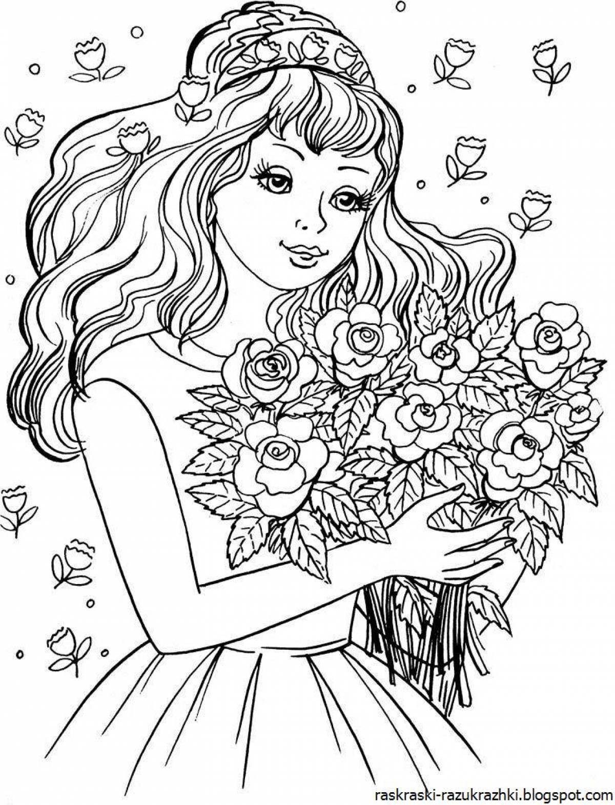 Very cute serene coloring book for girls