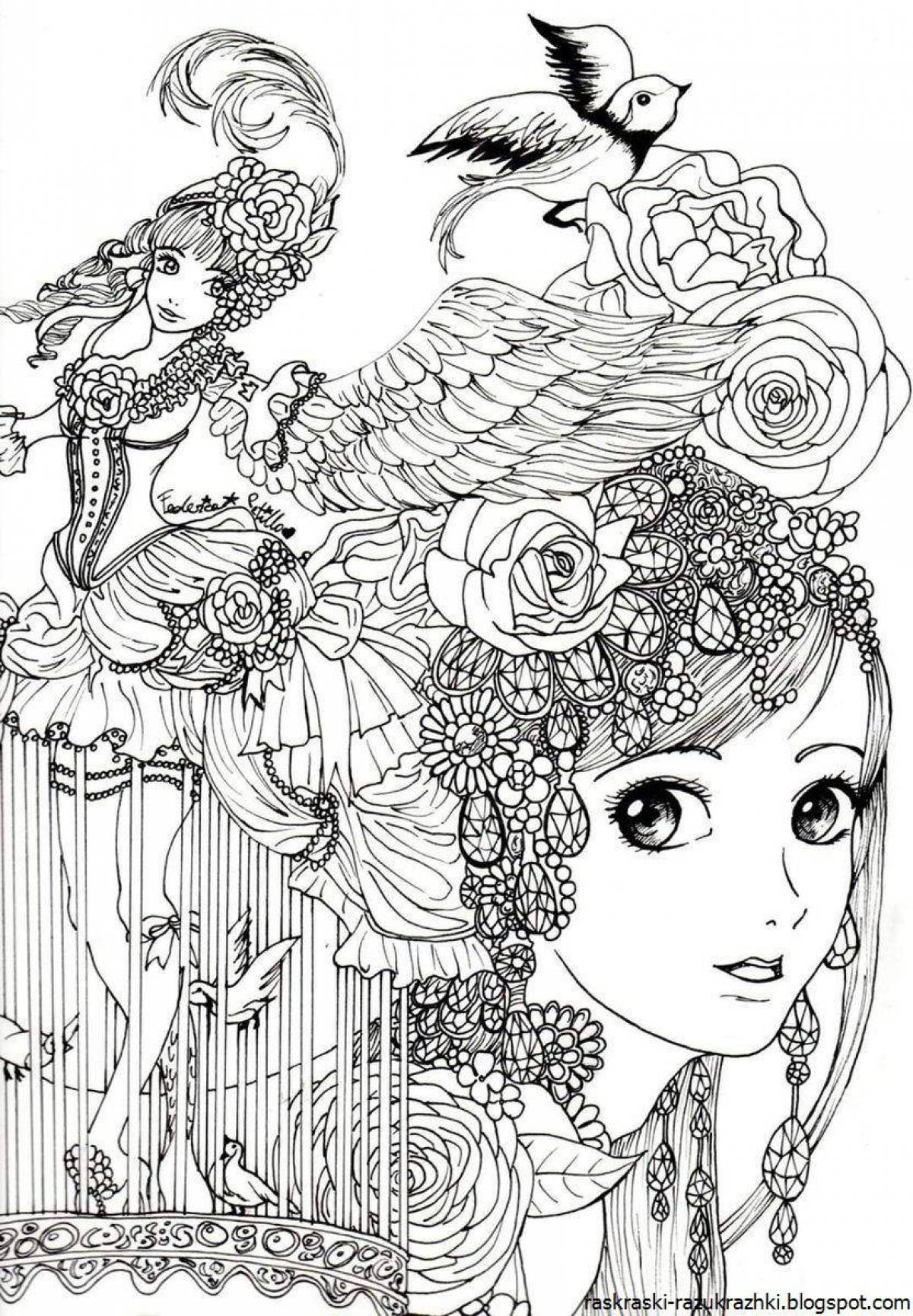Very beautiful poetry coloring book for girls