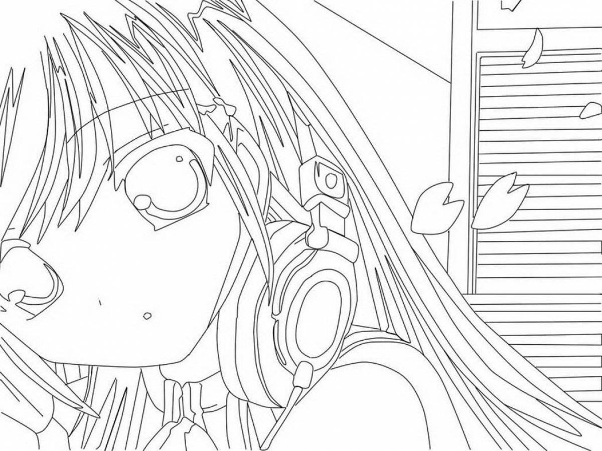 Beautiful anime coloring page