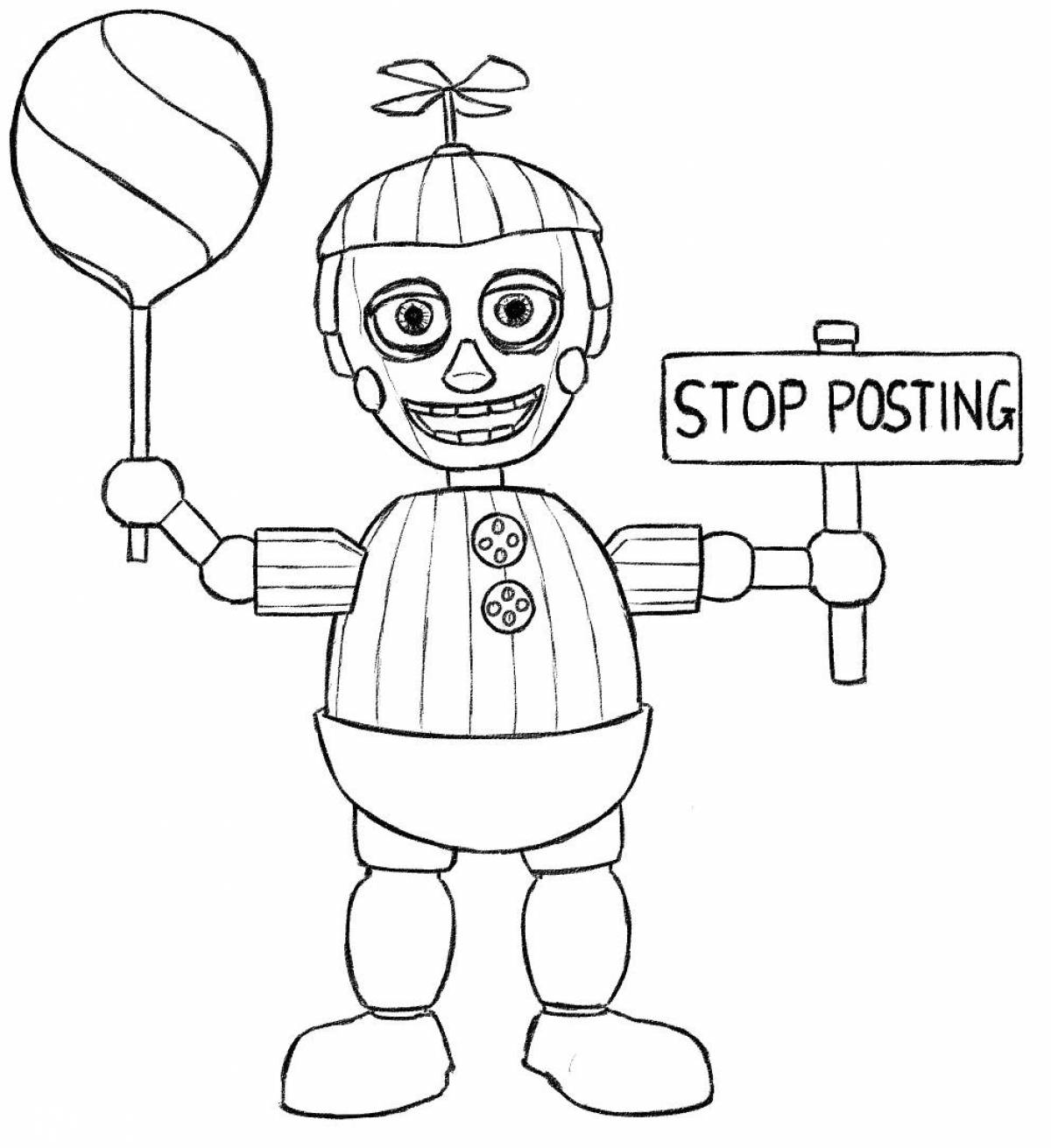 Colorful young adult animatronics coloring page