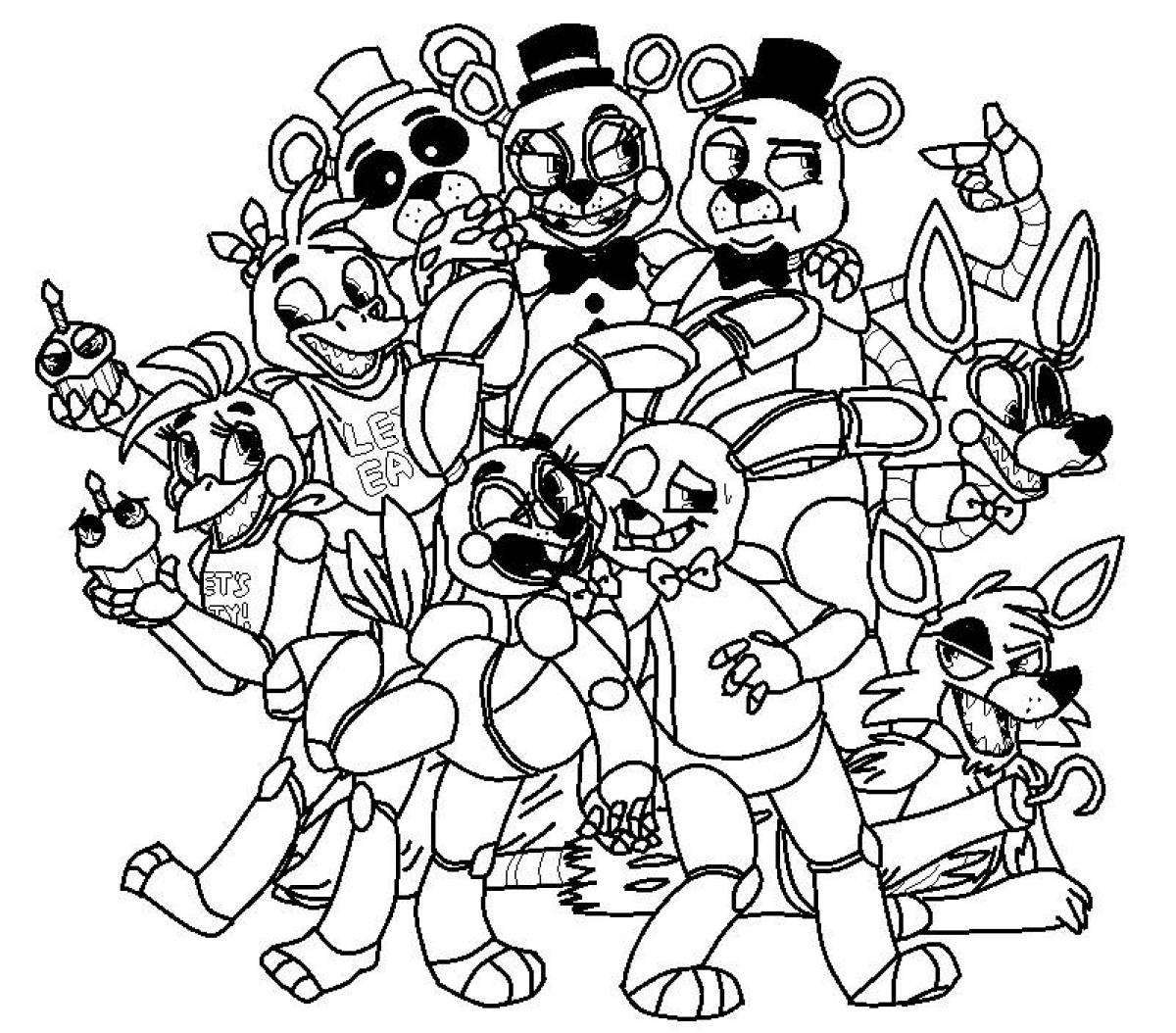 Colorful animatronics coloring page for all ages