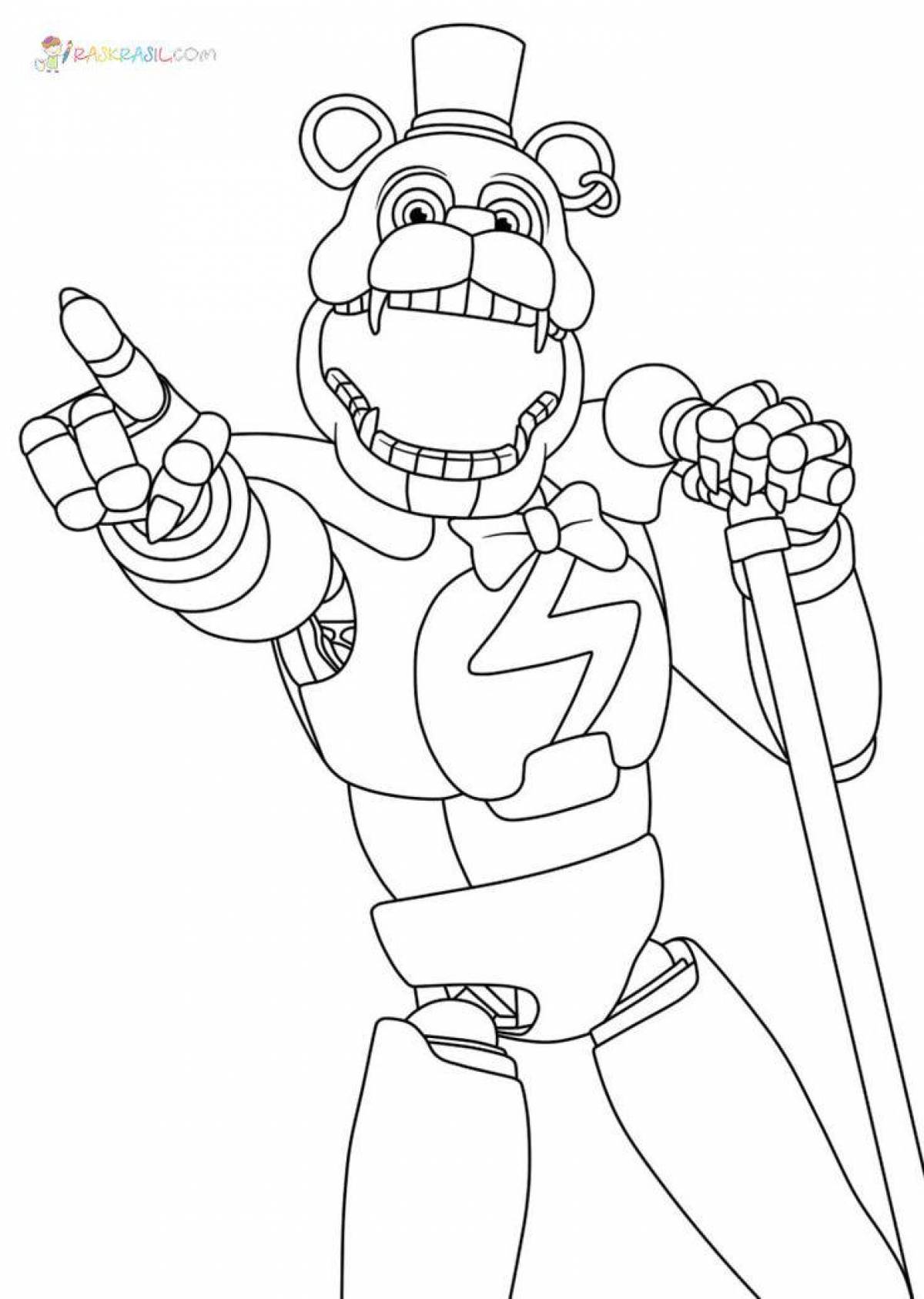 Colorful animatronics coloring page for everyone