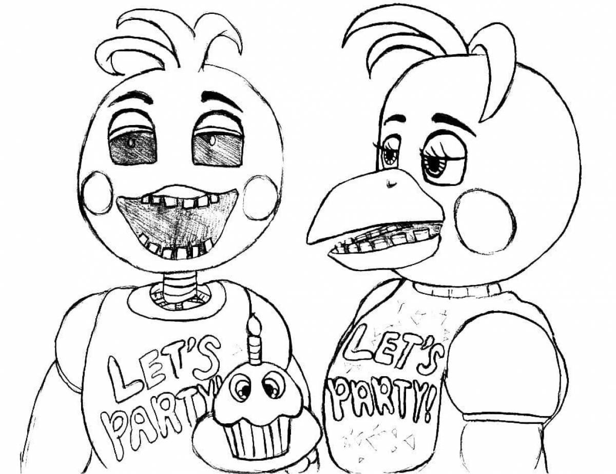 Colorful animatronics coloring page for the whole family