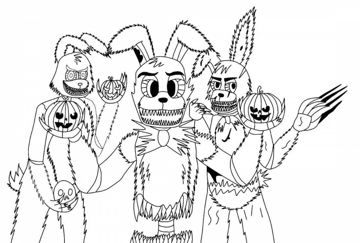 Colorful animatronics coloring page for experts