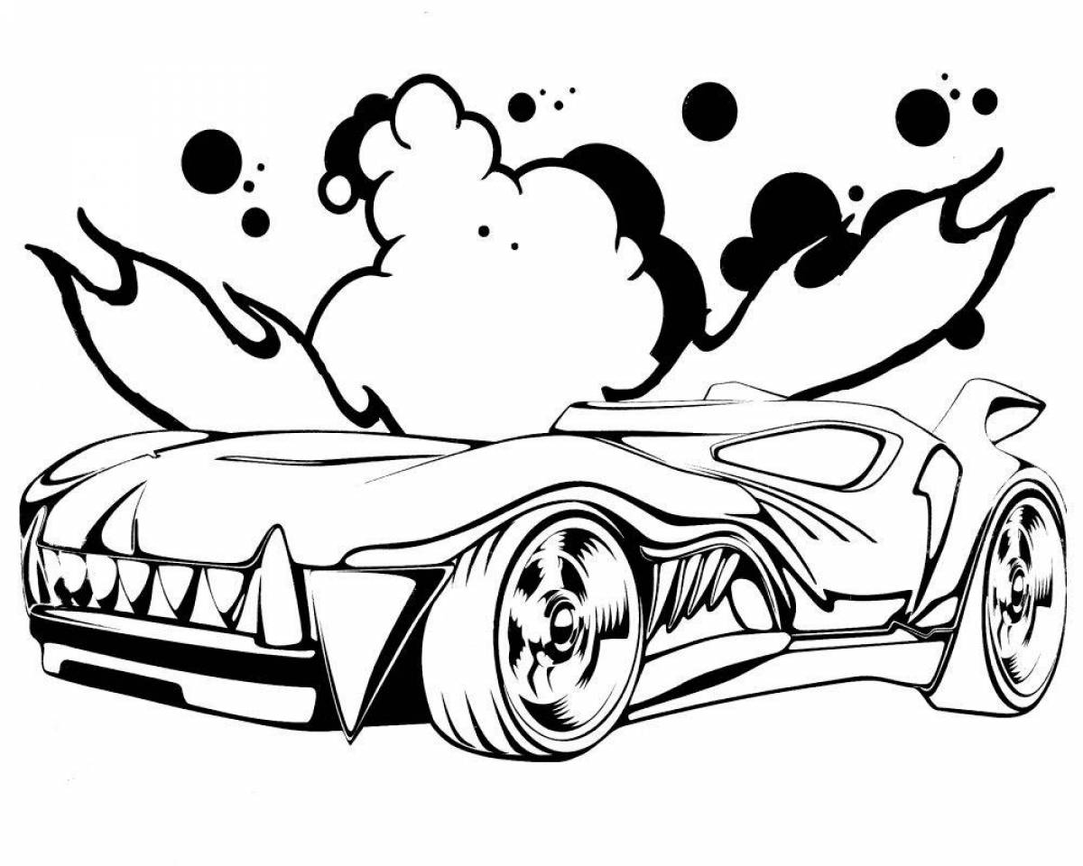 Colourful hot wheels coloring pages for kids