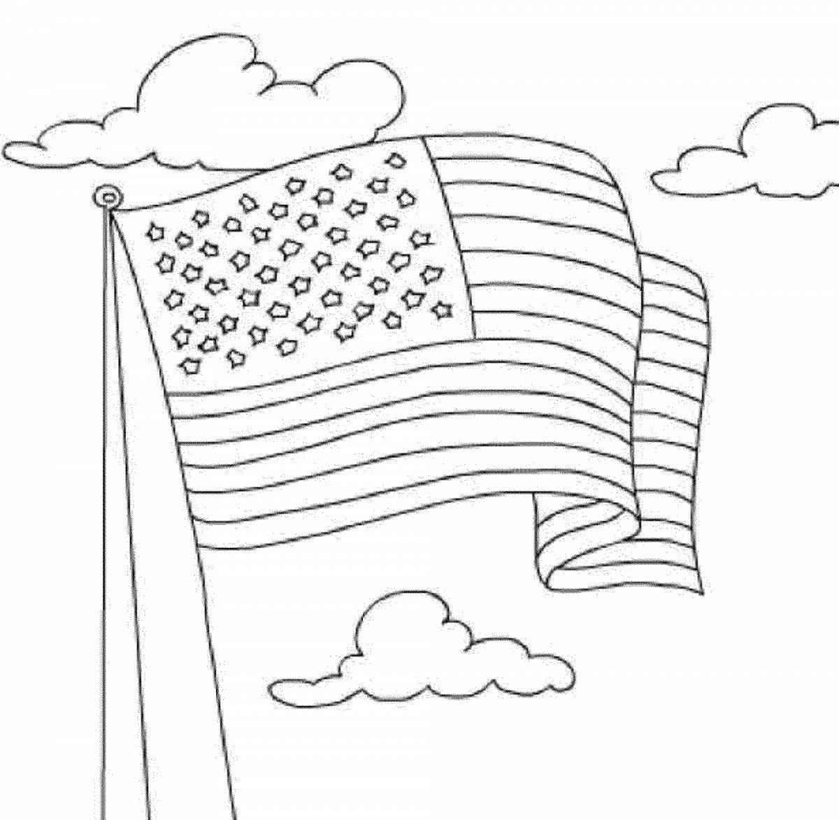 Coloring page cheerful Russian flag