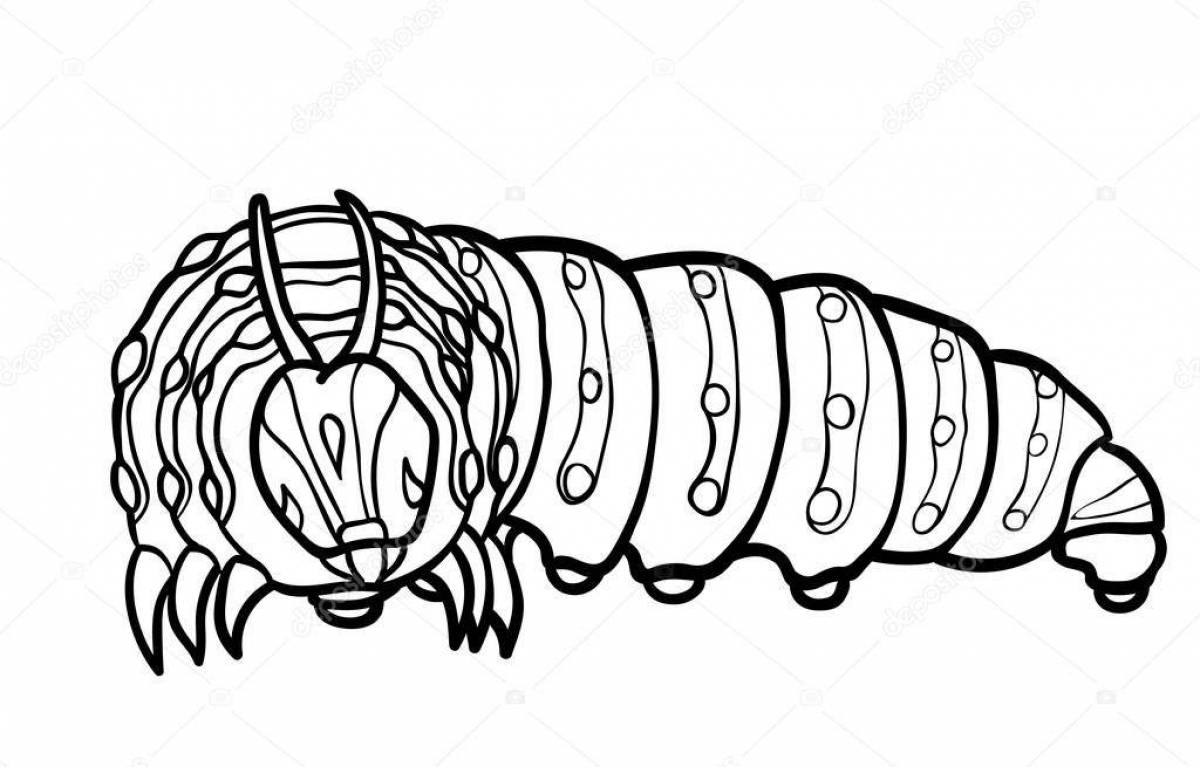 Coloring page happy pug caterpillar