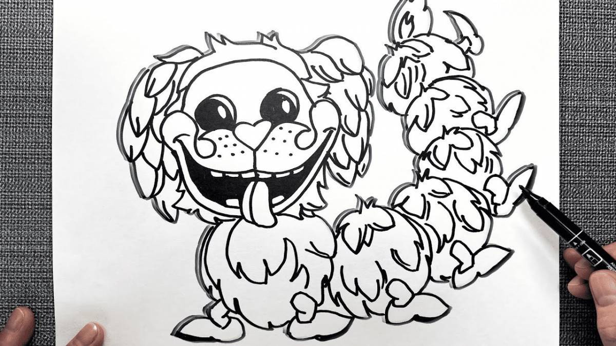 Coloring page cute pug caterpillar