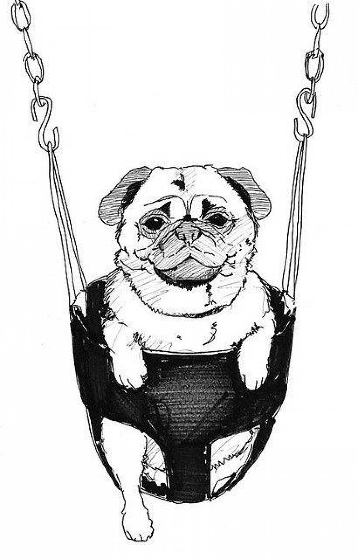 Adorable pug caterpillar coloring page