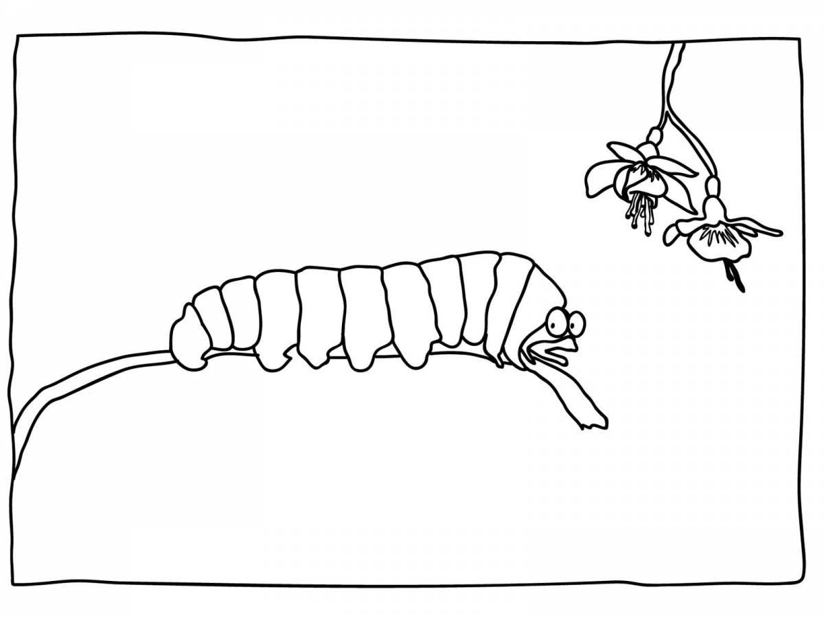 Анимированная страница раскраски гусеницы мопса