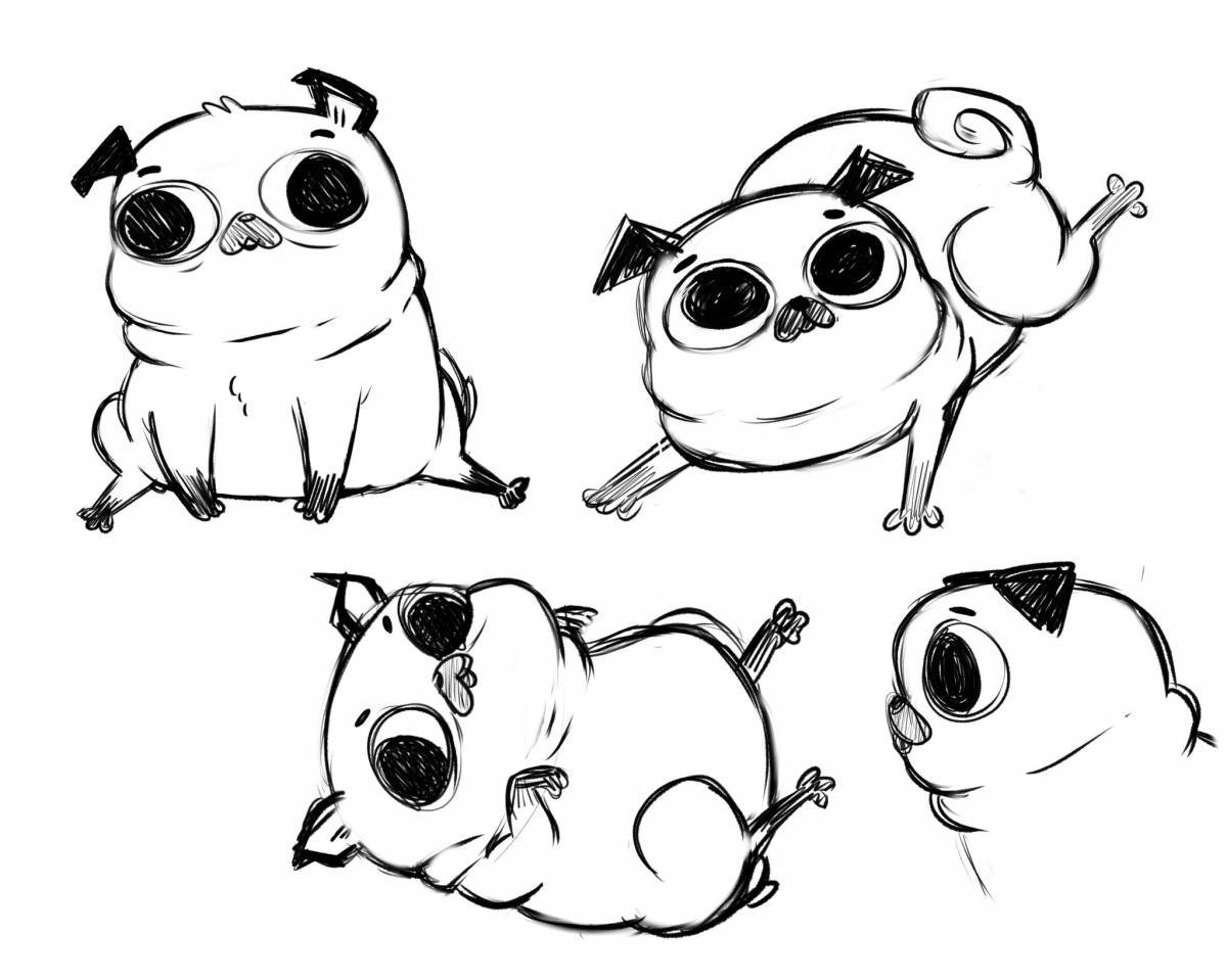 Coloring page gorgeous pug caterpillar