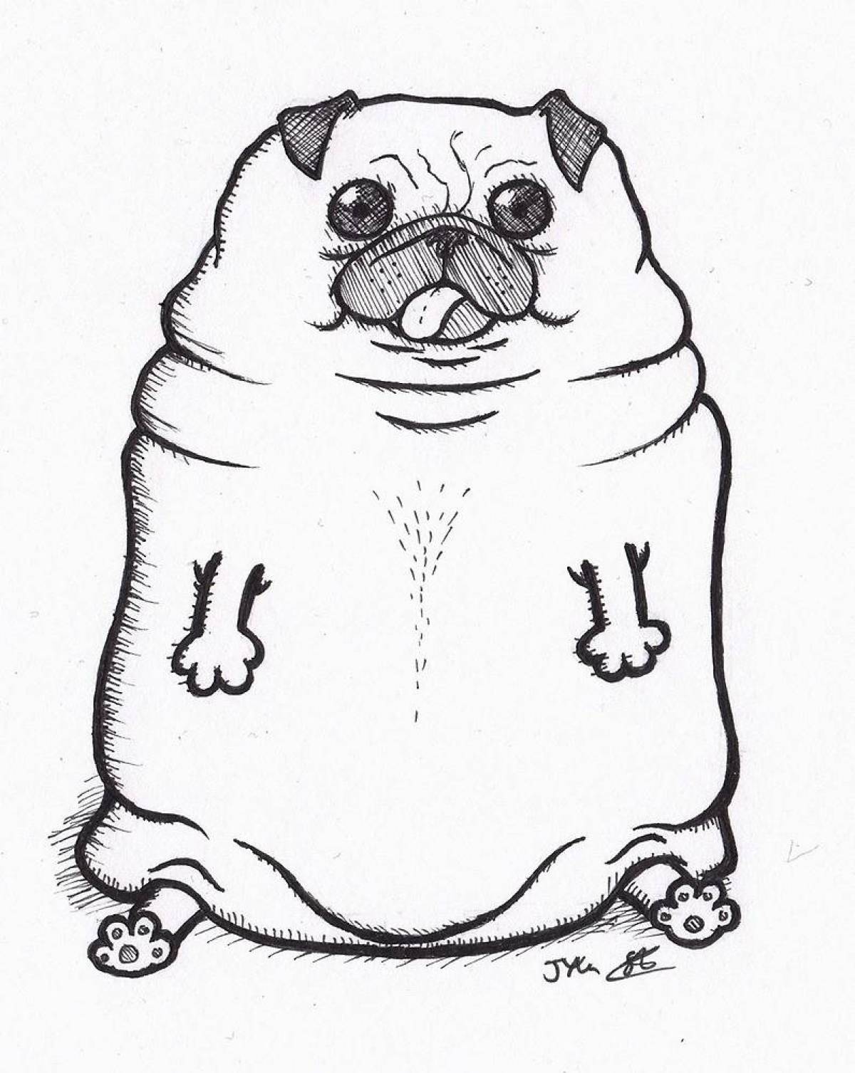 Coloring page exquisite pug caterpillar