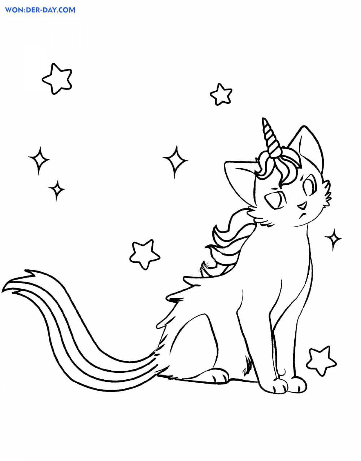 Delightful coloring cat unicorn