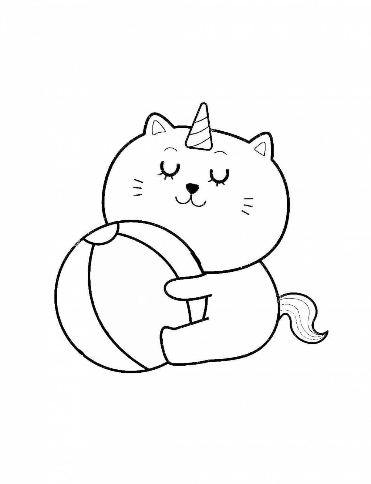 Волшебная раскраска кошка единорог
