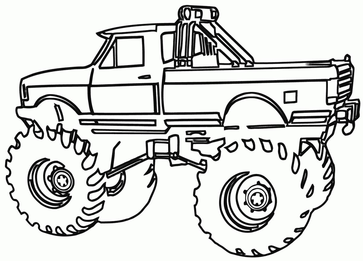 Monstrously large monster truck coloring page